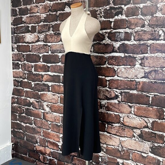 Lush NWT Maxi Dress Halter Knit Sweater Taupe Black Size Medium M - Picture 5 of 16